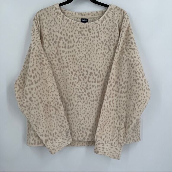 Gap Body Microfleece Top birch beige leopard print - Picture 2 of 8
